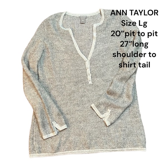 Ann Taylor Tops - Ann Taylor Sweater Silver light weight Crystal Clear Jeweled Buttons knit top.